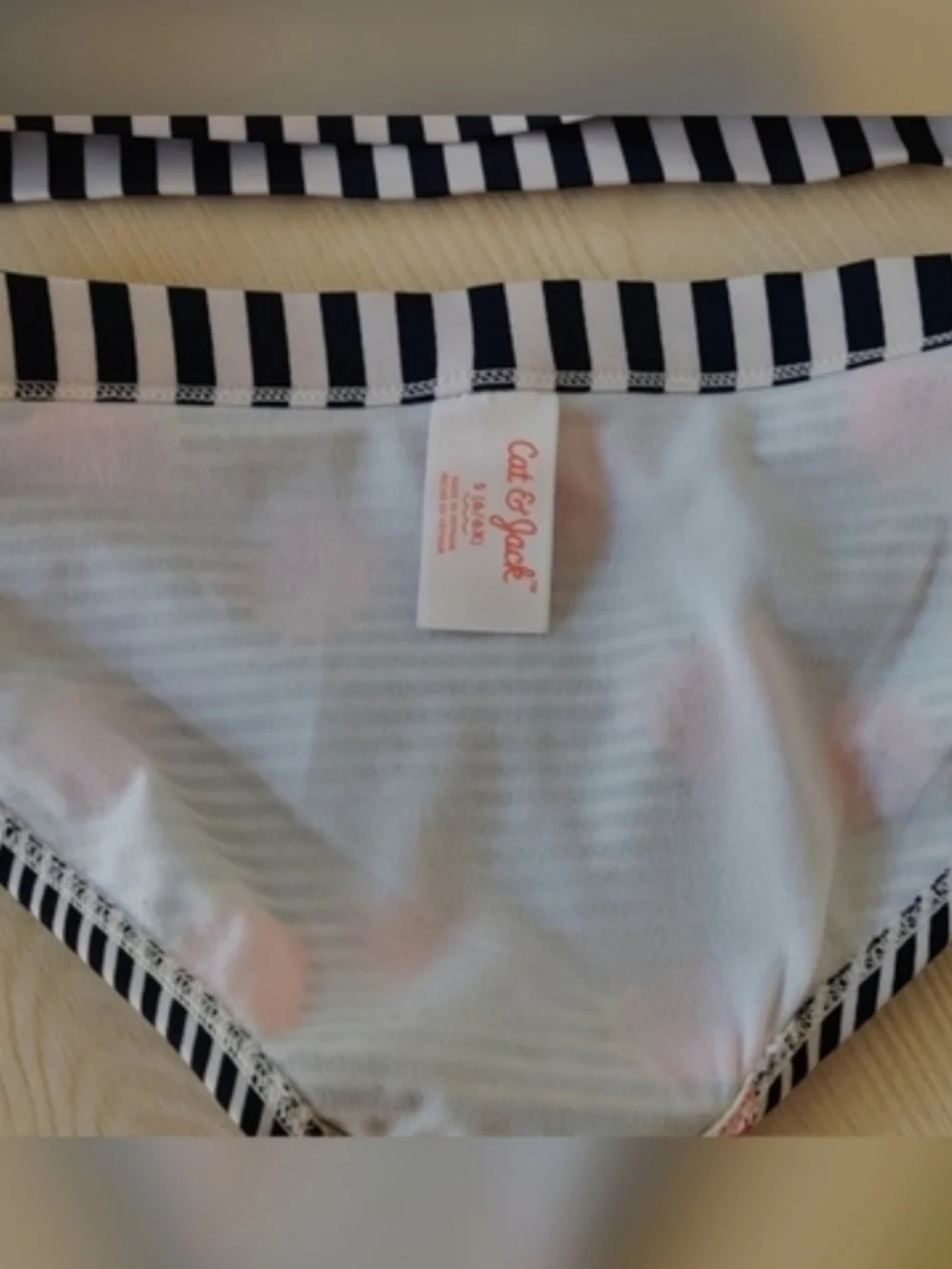 Cat & Jack Girls Blue striped w/Red Strwberries 2 piece Bikini Size S(6/6X)